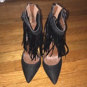 Black Fringe Stilettos